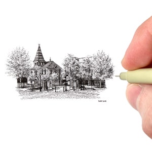 Auburn University from Toomer’s Corner Art Print | Auburn Tiger Illustration | Auburn, Alabama Artwork