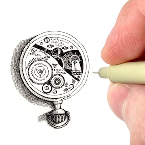 Elgin Railroad Watch Art Print | Pocketwatch Illustration | Watch Collector Miniature Art