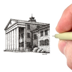 The University of Mississippi Lyceum Art Print | Ole Miss Gift | Oxford, Mississippi Illustration | Hotty Toddy