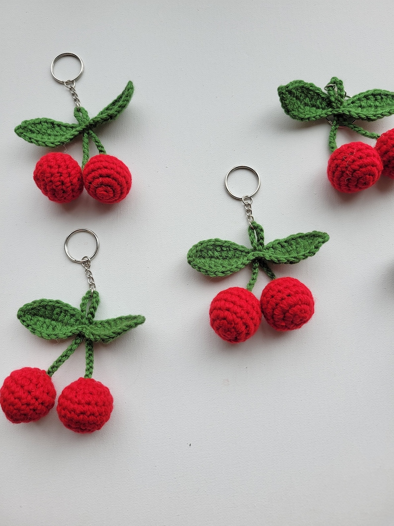 Crochet Cherry Keychain/cherry Keyring/cherry Etsy