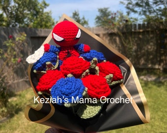 Crochet Spider-Man Rose Bouquet | Handmade Anniversary Gift