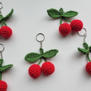 Crochet Cherry Keychain/Cherry Keyring/Cherry Amigurumi/Crochet Keyring/Cherry Bag Charm