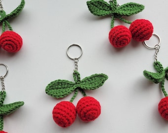 Crochet Cherry Keychain/Cherry Keyring/Cherry Amigurumi/Crochet Keyring/Cherry Bag Charm