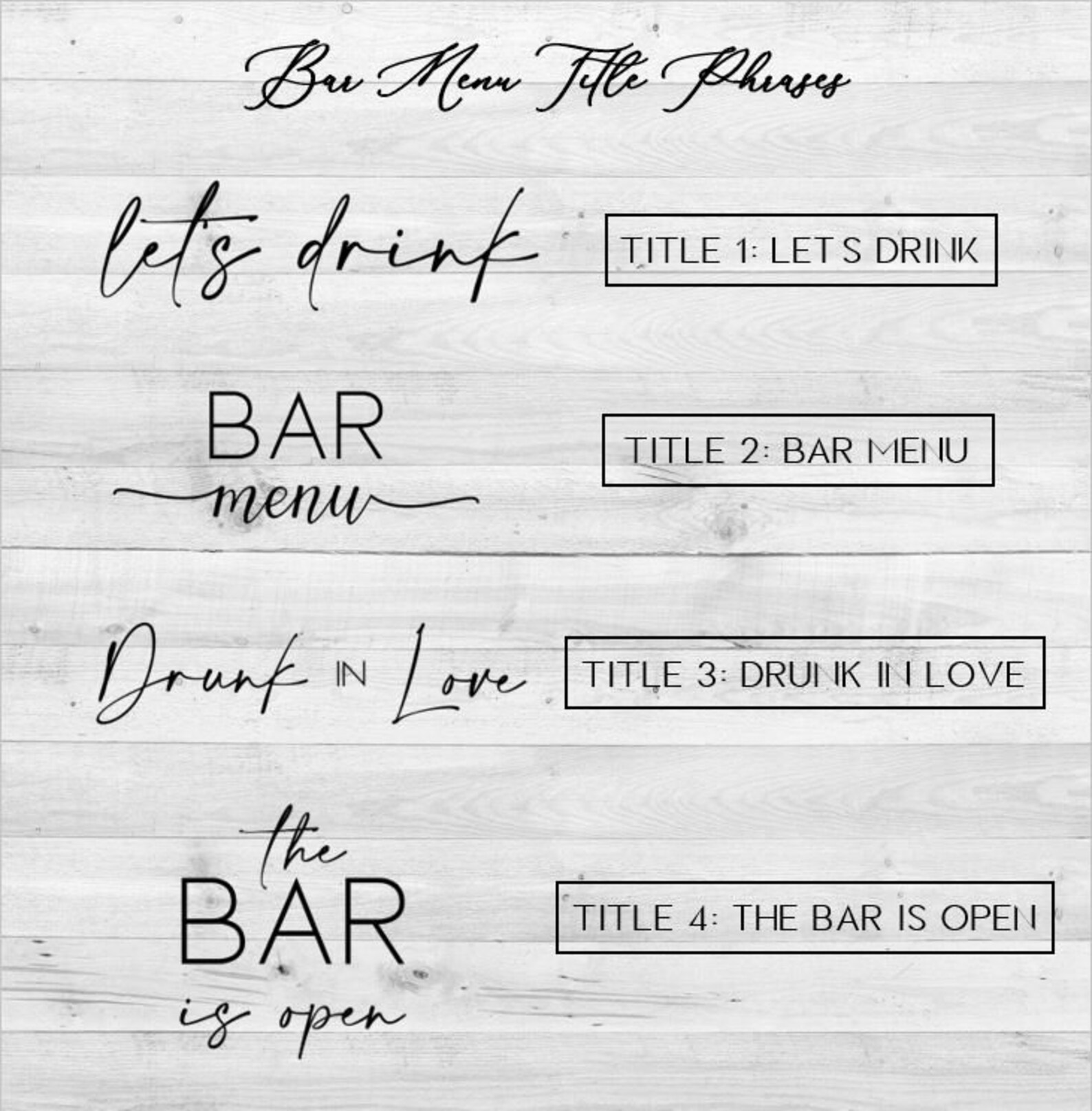 Personalized Bar Menu Sign for Wedding I Bar Menu for Etsy
