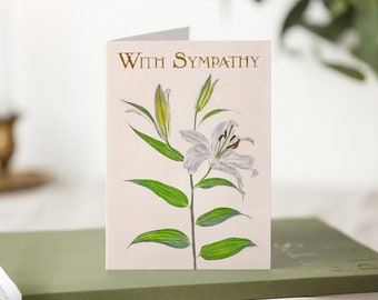 With Sympathy A6 Botanical Greetings Card - Lily