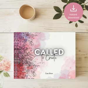 May include: A rectangular book cover featuring a watercolour design in shades of pink, purple, and white. The left side displays intricate black line drawings of various objects. The text reads CALLED To Create and the author name is Cass Brion.