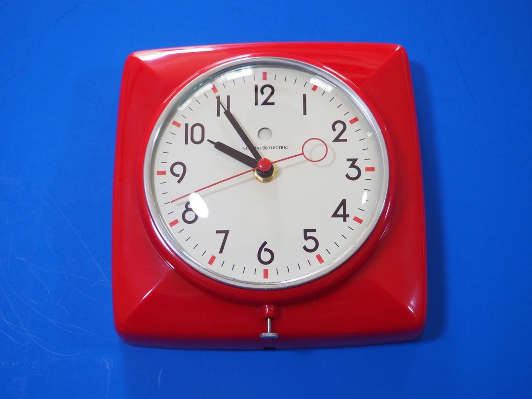 Vintage Mid Century Red General Electric Telechron "epicure" 2H20 Wall ...
