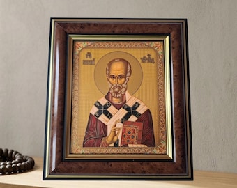 Handmade Serbian Orthodox Icon Of St Nicholas 16cm x 14cm