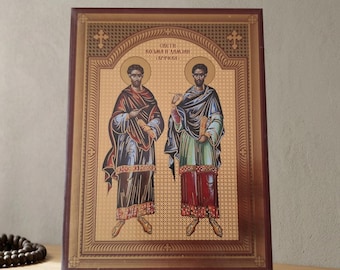 Serbian Orthodox Icon Of St Kozma and Damjan Vracevi