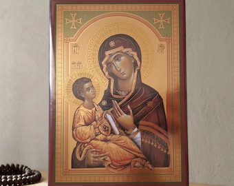 Icono ortodoxo serbio: la Virgen María y Jesucristo