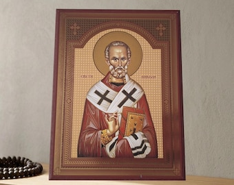 Serbian Orthodox Icon Of Saint Nicholas 15cm x 11cm (5.90in x 4.33in)