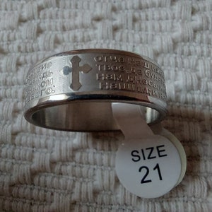 Russian Christian Lords Prayer Ring - Size 11.5 (D=21mm)