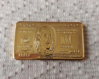 100 Dolars Golden Color Metal Souvenir