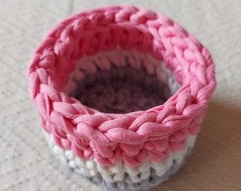 Gorgeous Small Round Crochetet Basket For Home Decor
