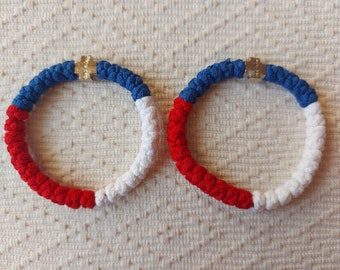 Couple of Small Red Blue White Brojanica - Orthodox Serbian Prayer Rope Bracelet - 33 Knots