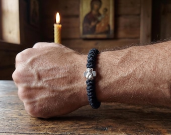 Zwarte armband – 33-knoops Servisch gebedstouw Brojanica