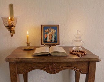 Handmade Russian Wood Icon Of Emperor Romanov's Family