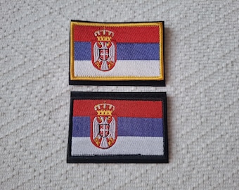 JBCD 2 Toppe Tattiche Con Bandiera Della Serbia - 8x5 Cm, Ricamate In Poliestere Con Chiusura A Strappo (Velcro)