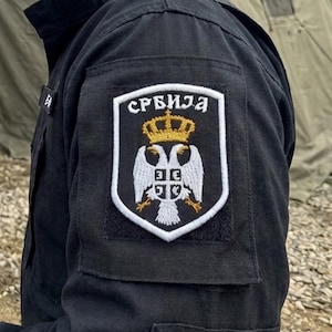 Zwarte Servische adelaarpatch - geborduurde appliqué