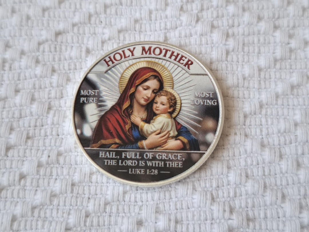 Jesus Christ Virgin Mary Commemorative Coin, Religious Pocket Token ...