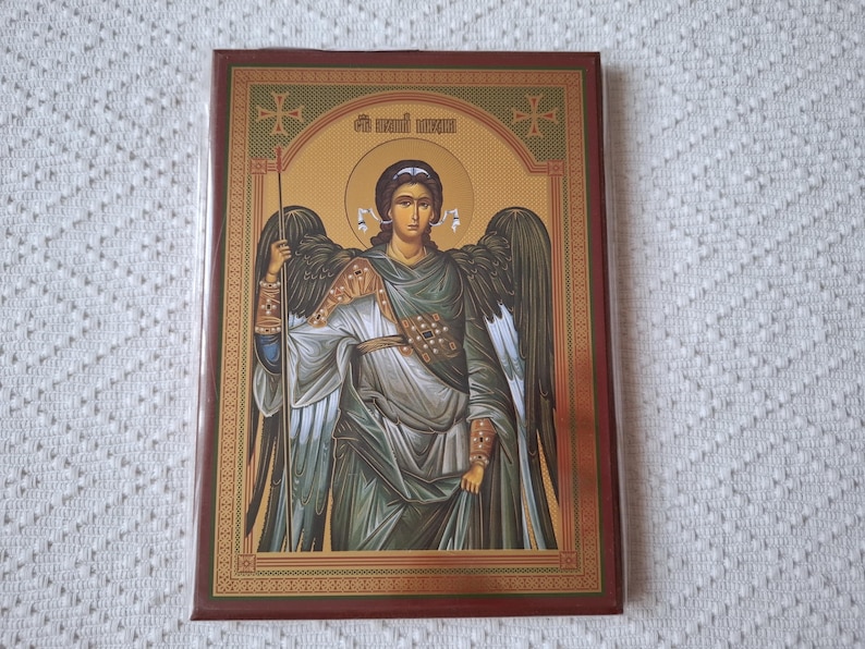 Saint Michael Orthodox Icon, Archangel Michael Wall Art, Christian Protection Gift, Religious Home Decor