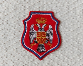 Red Serbian Eagle Crest Patch - Embroidered Applique