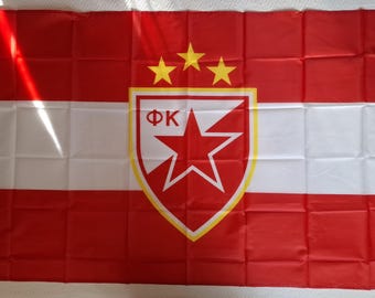 Crvena Zvezda Red Star Belgrade Football Club Flag | Serbian Soccer Fan Decor