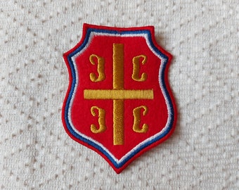 Red Serbian Coat of Arms Patch - Embroidered Applique