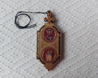 Serbisch Christlich-Orthodoxe Hölzerne Ikone für Auto-Rückspiegel