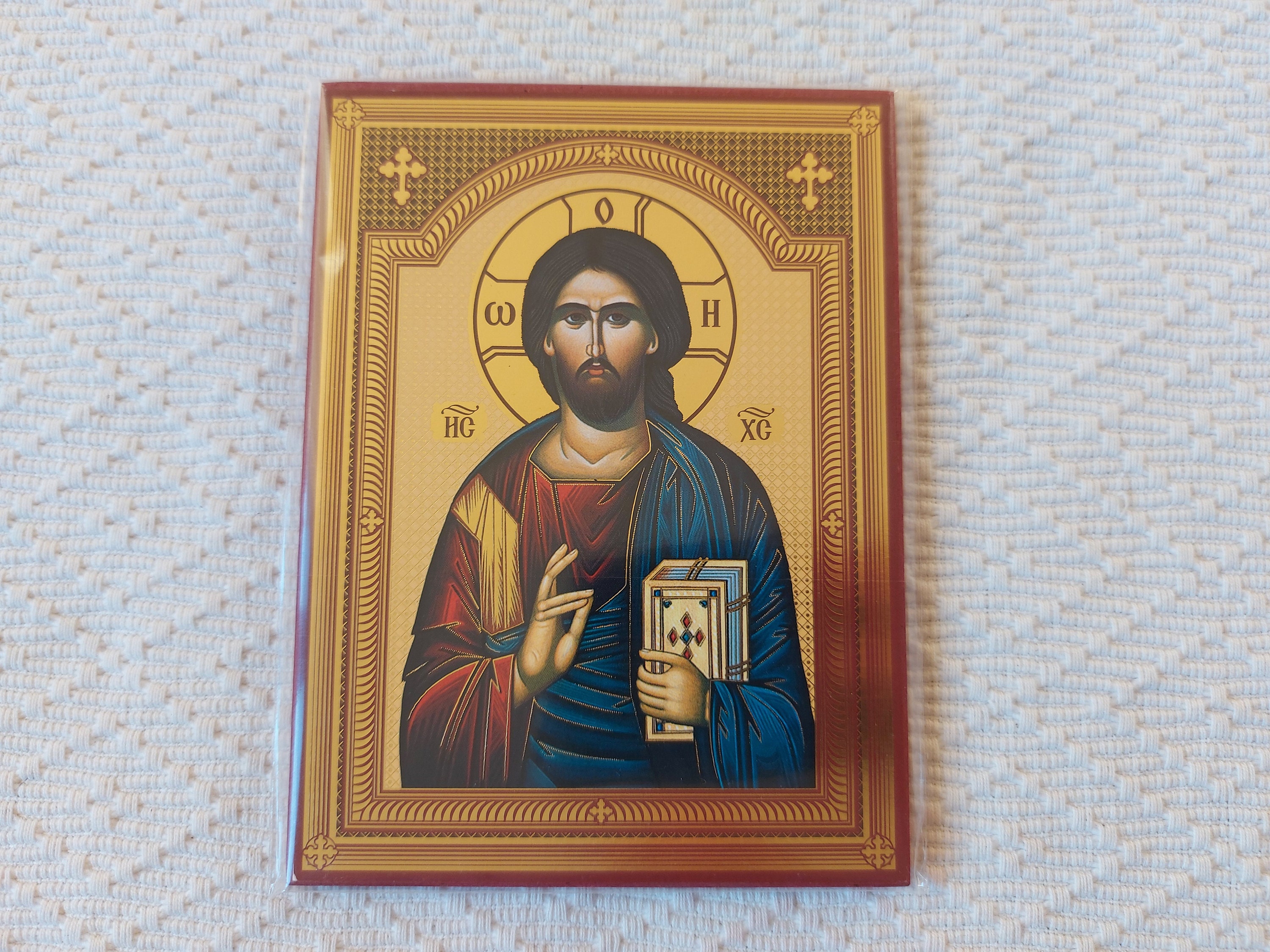 Handmade Serbian Orthodox Icon of Jesus Christ - Wood Plaque