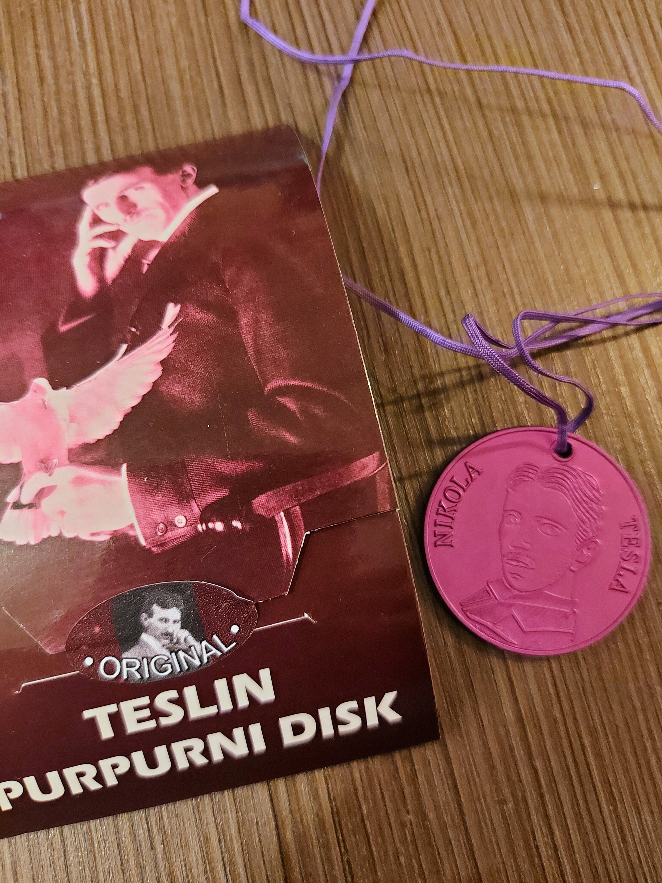 オリジナル・テスラ・パープルプレート・ディスク・ネックレス