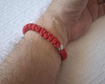 Orthodox Prayer Bracelet, Red Brojanica 33 Knots, Christian Protection, Prayer Rope, Religious Gift
