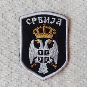 Serbian Eagle Patch: Embroidered Applique (3.54in x 2.56in)