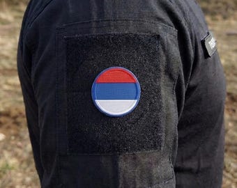 Serbische Flagge gestickter Aufnäher - 6 cm Serbien Emblem