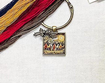 Christmas Nativity thread keeps and needle minders needlework accessory
