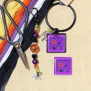 Halloween thread keep, needle-minder and mini fob needlework accessories