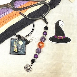 Halloween thread keep, needle minder and scissor fob needlework accessory set
