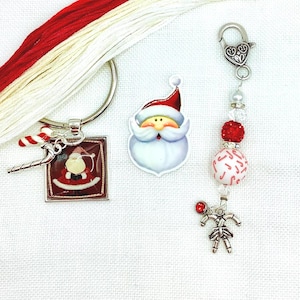 Christmas thread keep, needle minder, mini fob needlework accessory set