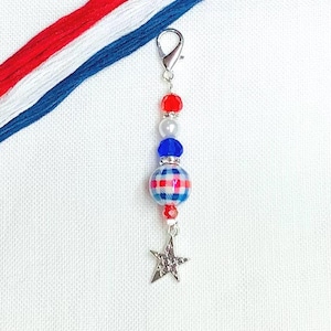 Patriotic/4th of July mini scissor fobs/zipper pulls needle work accessory
