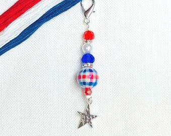 Patriotic/4th of July mini scissor fobs/zipper pulls needle work accessory