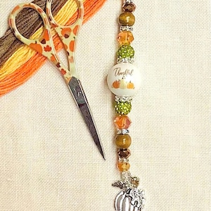 Fall beaded scissor fobs/zipper pulls needlework accessory