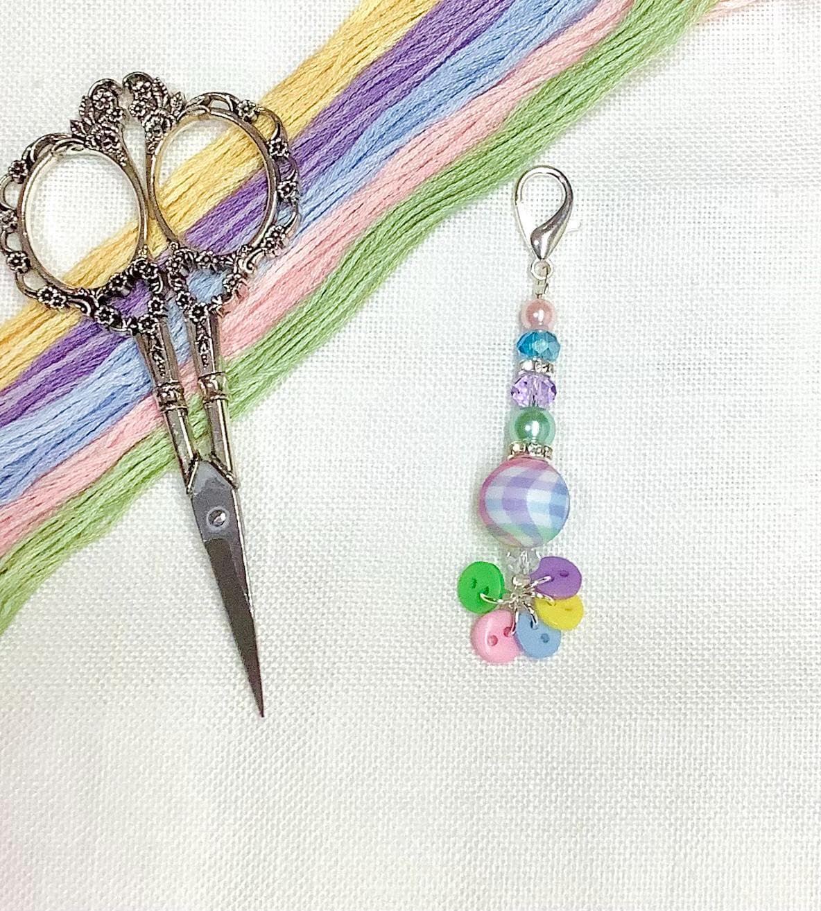 Spring Easter mini beaded scissor fobs zipper pulls needlework accessory