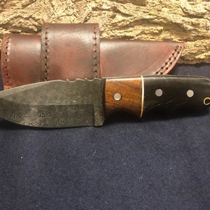 8&quot; Handmade Damascus Knife w/ Buffalo Horn Handle