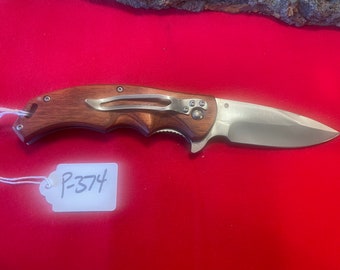 8” Handmade Stainless Steel Spring Assisted Folding Knife w/ Finger Grooved Rosewood Handle