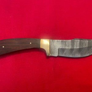 9 3/4” Handmade Damascus Hunting Knife w/ Trigger Wood Handle