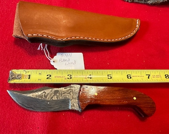 7” Handmade Damascus Full Tang Skinning Knife w/ Bloodwood Handle