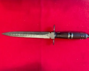 15 3/4" Handmade Damascus Dagger w/ Walnut Handle