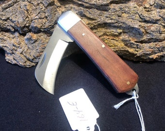 7 1/2" Handmade Electrician Folding Pocketknife w/ Teak Wood Handle and Stainless Steel Bolster