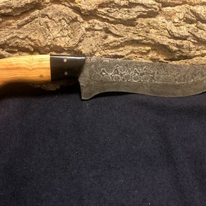11 1/2&quot; Handmade Damascus Hunting Knife w/ Rose and Olive Wood Handle