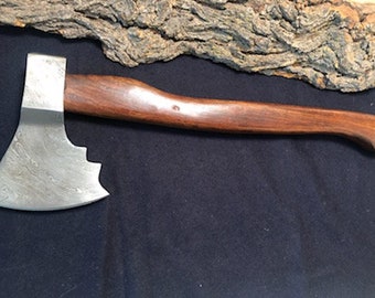 Handmade Damascus Twist Pattern Axe w/ Rosewood Handle *Leather Case Included*